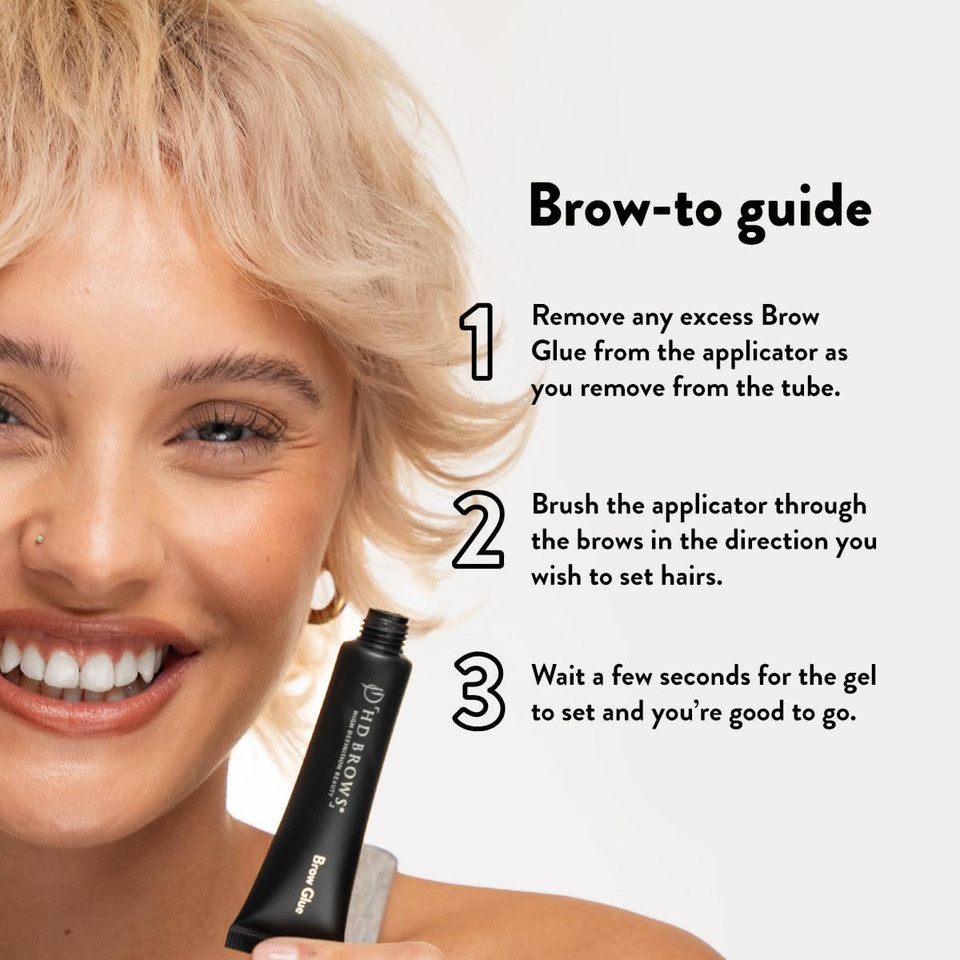 HD BROWS Brow Glue Brow Setting Gels Extreme Hold Gel, Medium Brown
