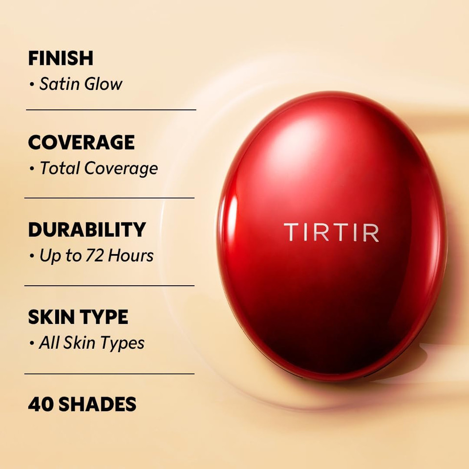 TIRTIR Mask Fit Red Cushion Foundation | Japan's No.1 Choice for Glass skin, Long-Lasting, Lightweight, Buildable Coverage, Semi-Matte (15C Fair Porcelain, 18g (Pack of 1))