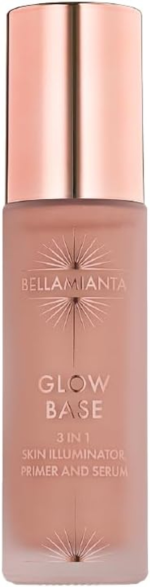 Bellamianta Glow Base  Hydrating Makeup Primer & Illuminator  Radiant Skin Primer with Niacinamide, Hyaluronic Acid & Vitamin E  Highlighters for Glowing Skin  Pearl, Champagne & Bronze Glow