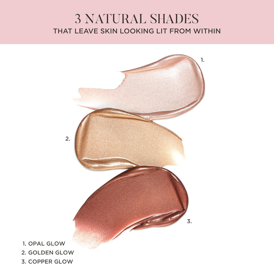 Liquid Lights Highlighter from Sculpted by Aimee (Copper Glow)  20g Vegan Dewy Highlighter for Radiant Glow  3 Shades for Golden, Opal or Copper Highlight Effect