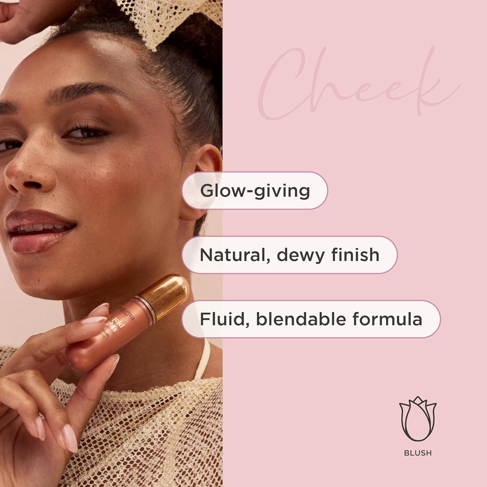 Liquid Lights Blush from Sculpted by Aimee (Matte Real Peachy)  20g Vegan Liquid Blusher for Radiant Pop  4 Shades for Pink, Peach or Rosy Blush Effect