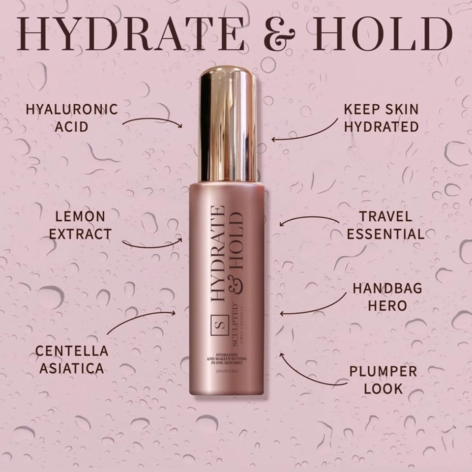 Hydrate & Hold Makeup Setting Spray Mist from Sculpted by Aimee - Long-lasting Fixing Spray, Hyaluronic Acid, Cruelty-Free, Travel-Friendly Hydrating Mist with Lemon Scented Extract, 100ml