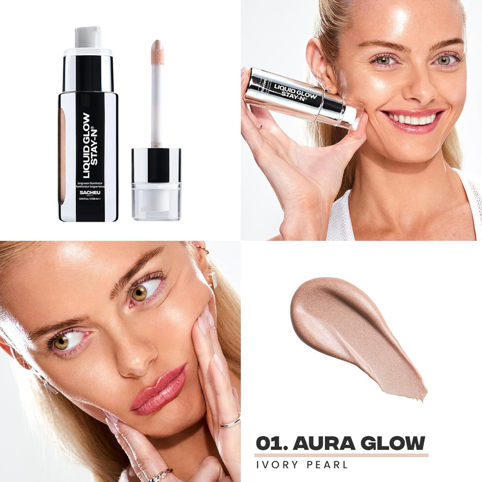 Sacheu Liquid Glow STAY-N Liquid Highlighter & Illuminator Makeup  30ml Long Lasting Luminous Glow Lightweight Dewy Finish, Sun Beam Sacheu Liquid Glow STAY-N Liquid Highlighter & Illuminator Makeup  30ml Long Lasting Luminous Glow Lightweight Dewy Finish, Sun Beam
