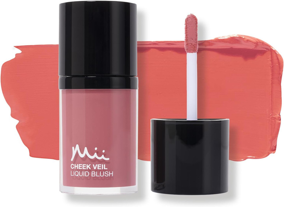 Mii Cosmetics Cheek Veil Liquid Blush | Weightless Liquid Blusher for Cheeks | Brightens with a Natural, Healthy Glow | Buildable & Blendable Makeup Blush | Peach Brown | Glow Up | 7ml Mii Cosmetics Cheek Veil Liquid Blush | Weightless Liquid Blusher for Cheeks | Brightens with a Natural, Healthy Glow | Buildable & Blendable Makeup Blush | Peach Brown | Glow Up | 7ml