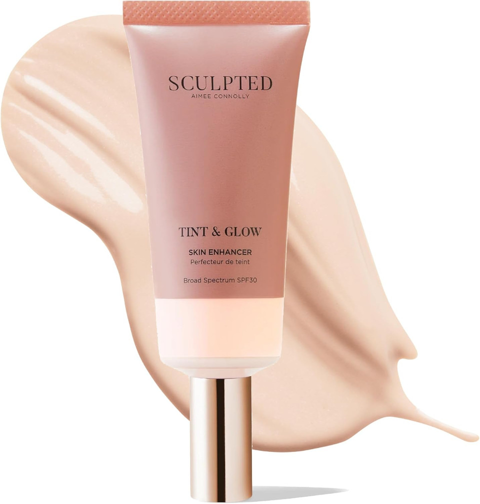 Tint & Glow Hydrating Tinted Moisturiser from Sculpted by Aimee  45ml Cruelty-Free Moisturising Face & Skin Tint Enhancer with SPF 30, Blue Light Protection, Hyaluronic Acid & Niacinamide