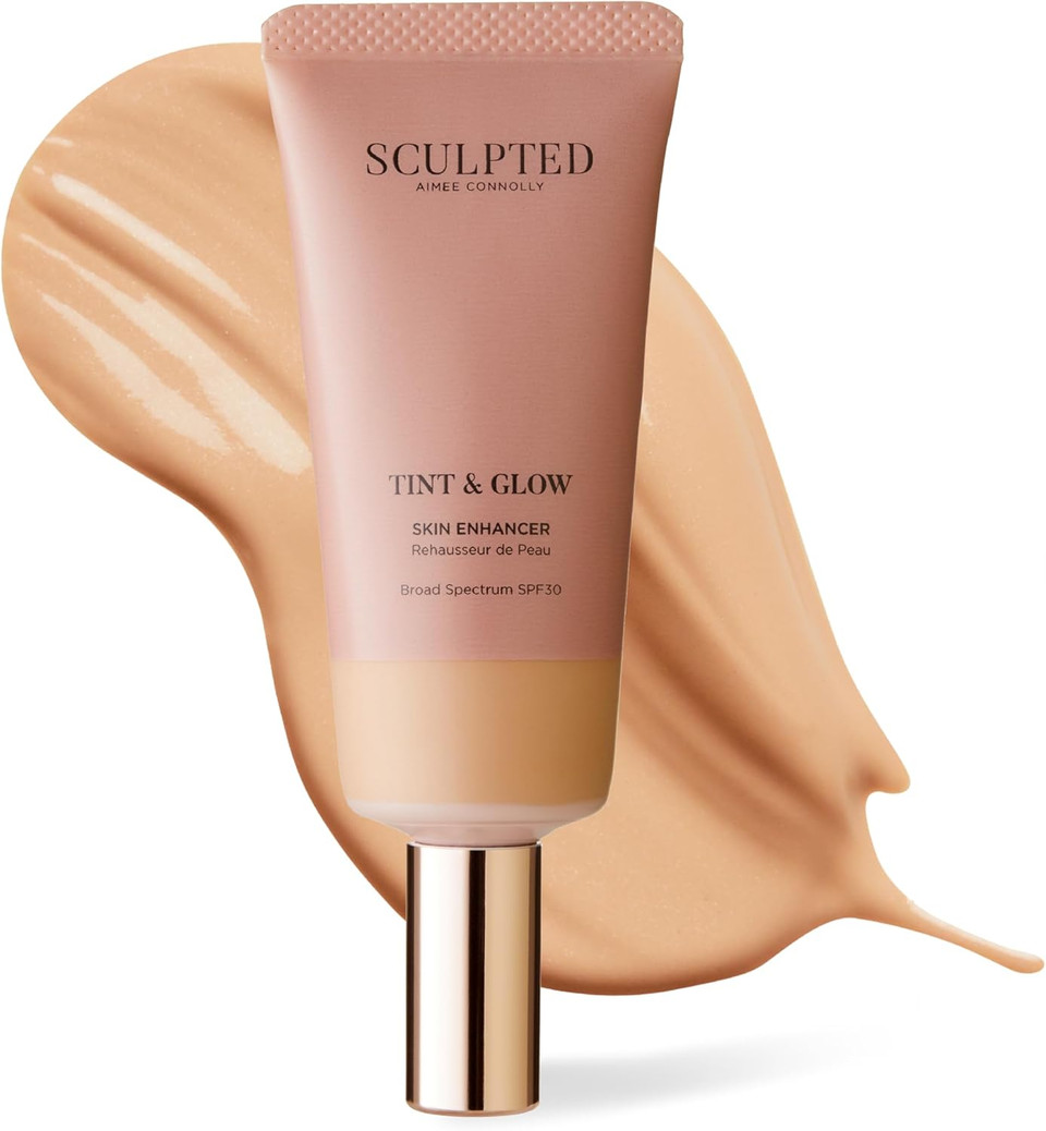Tint & Glow Hydrating Tinted Moisturiser from Sculpted by Aimee  45ml Cruelty-Free Moisturising Face & Skin Tint Enhancer with SPF 30, Blue Light Protection, Hyaluronic Acid & Niacinamide