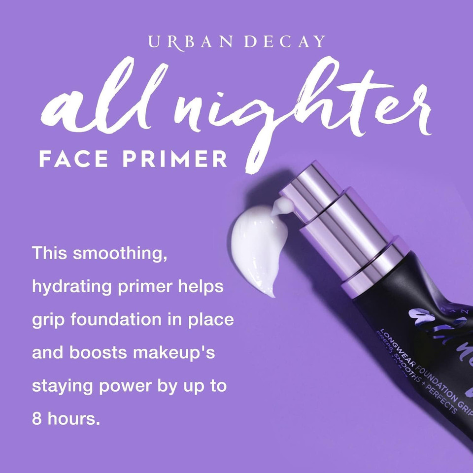 Urban Decay All Nighter Makeup Primer for Face, Even Complexion and Hydration, Up to 8 Hours Foundation Extending Wear, Vegan Formula, 30ml