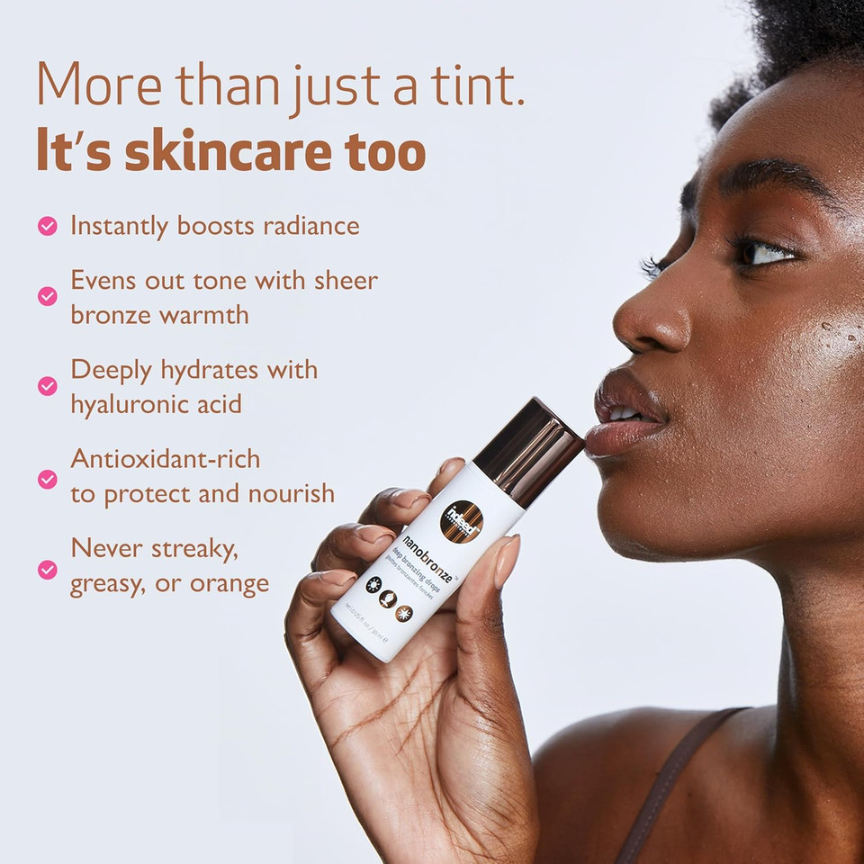 Indeed Labs Nanobronze Deep, Deep Bronzing Drops -Natural Glow Enhancer, Illuminator Highlighter Skin Tint, For An All Day Radiant Glow- With Hyaluronic Acid To Help Support Skin Barrier Repair