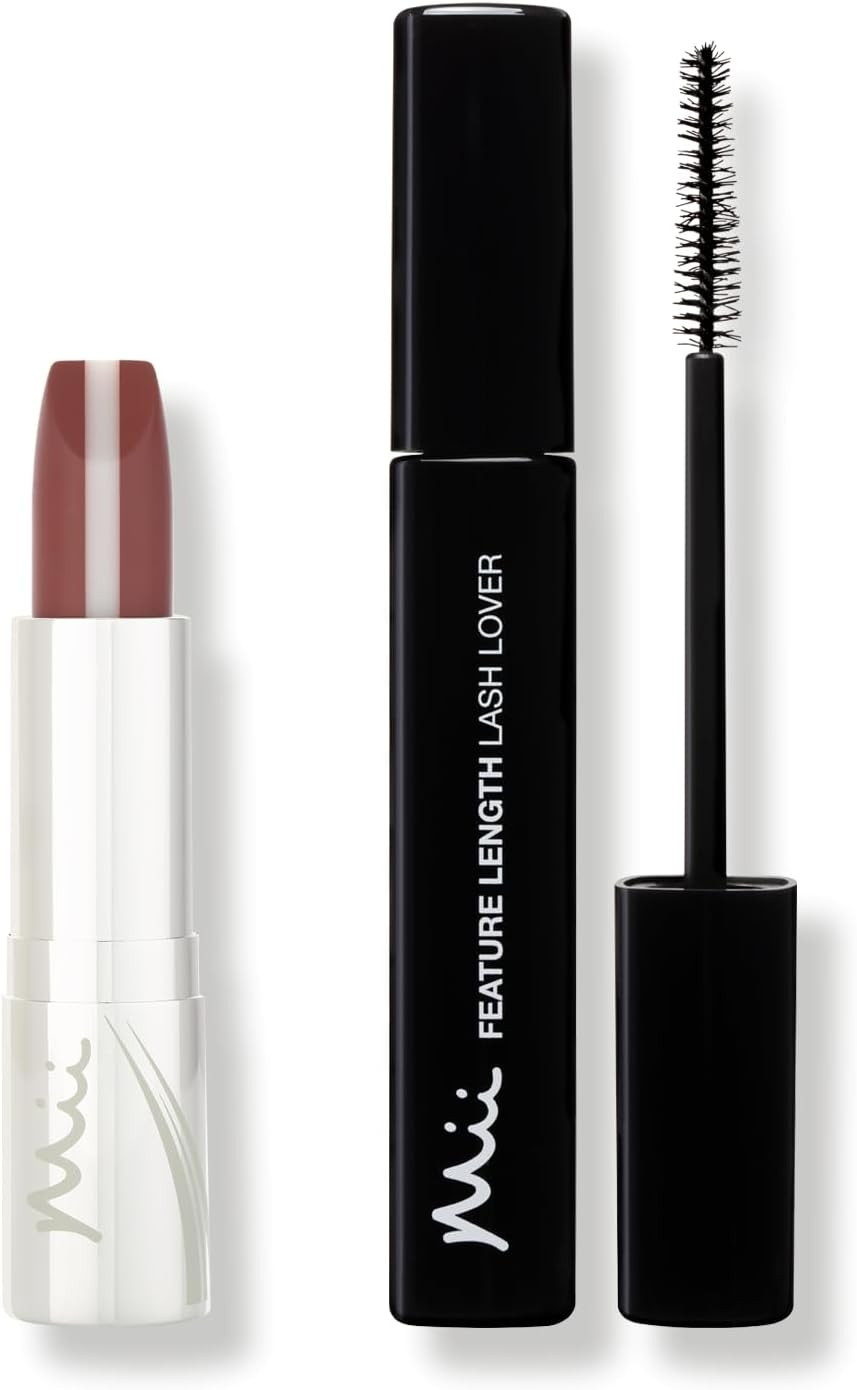 Mii Cosmetics Dramatic Eye Mascara and Eyeshadow Duo Gift Set | Professional Eye Makeup Set with Eyeshadow Stick and Lengthening Mascara | Makeup Gift Set for Women, Perfect Makeup Bundle | Indigo