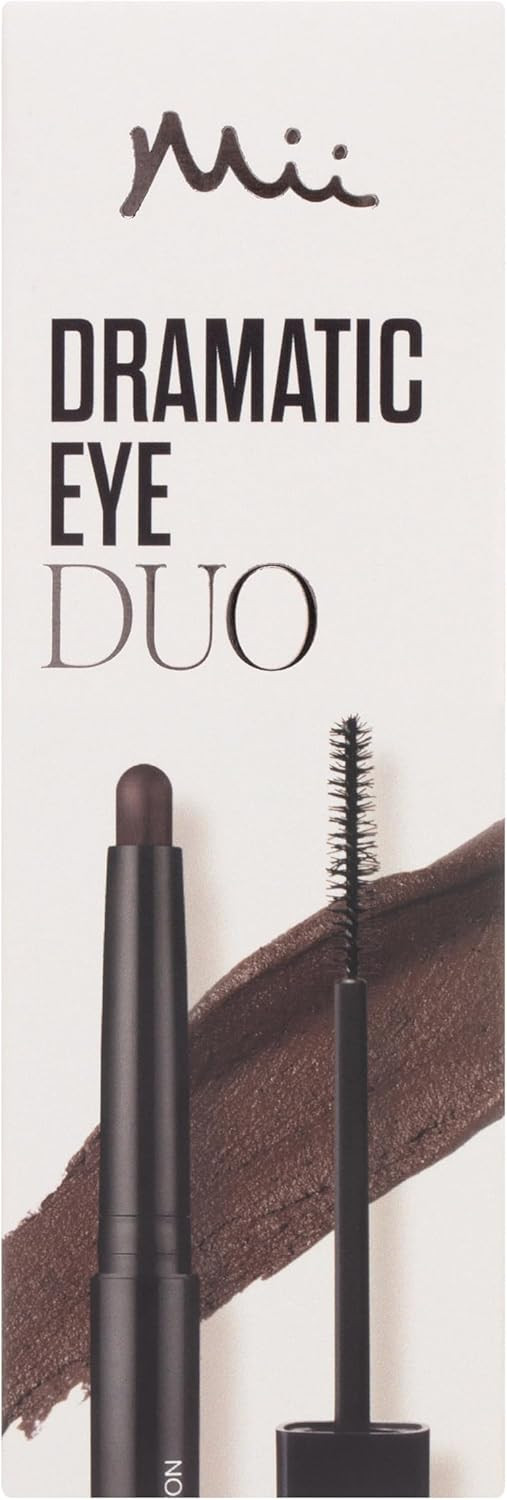 Mii Cosmetics Dramatic Eye Mascara and Eyeshadow Duo Gift Set | Professional Eye Makeup Set with Eyeshadow Stick and Lengthening Mascara | Makeup Gift Set for Women, Perfect Makeup Bundle | Walnut