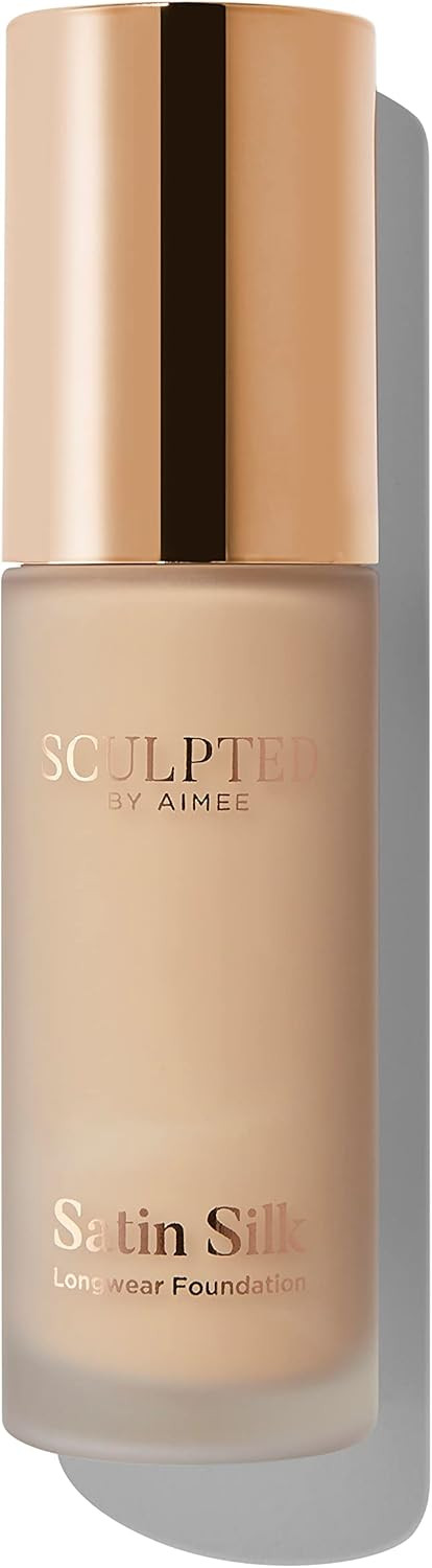 Satin Silk Longwear Foundation from Sculpted by Aimee (Medium 4.0) - Lightweight, Hydrating & Buildable High Coverage, Sweat-Resistant Foundation