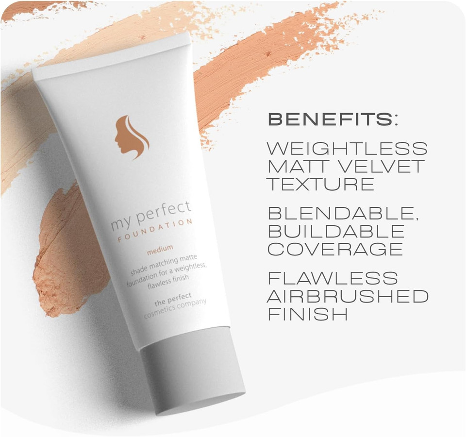 My Perfect Foundation, Penny Lane, 40ml Flawless Buildable Base, Light Shade, Instant Results, Anti-Ageing Velvety Foundation Formula, Matt Finish, Full Coverage, 3 Month Supply, As Seen on TV