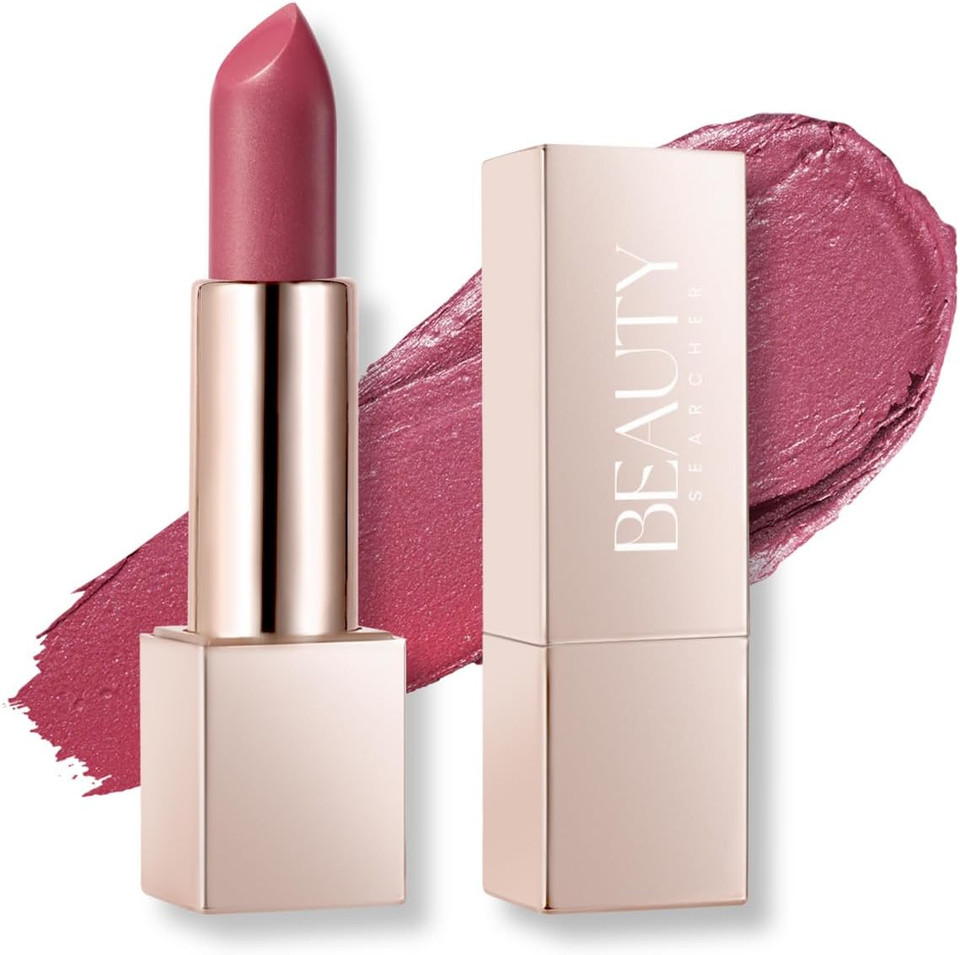 Beauty Searcher Metallic Shine Lipstick 3D Makeup for Woman Velvet Matte Lipsticks Moisturizing No-Stick Cup Lip Makeup, Long Lasting Waterproof Shine Lipstick(Love Burgundy)