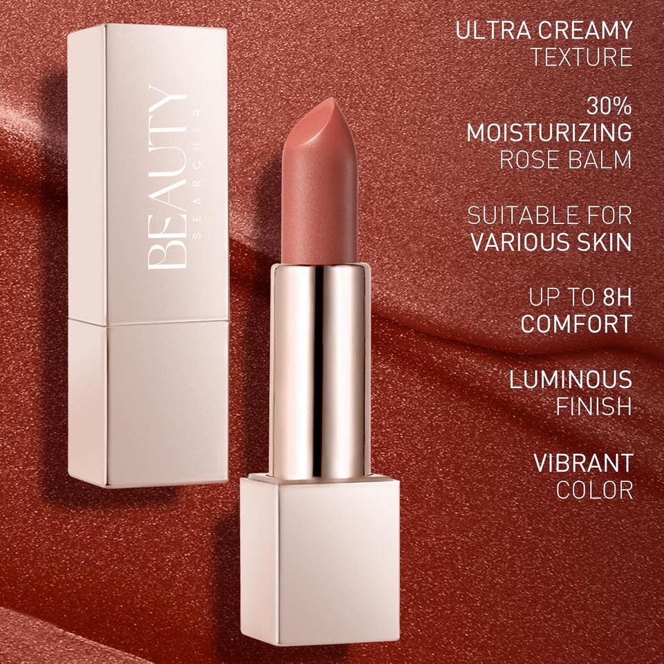 Beauty Searcher Metallic Shine Lipstick 3D Makeup for Woman Velvet Matte Lipsticks Moisturizing No-Stick Cup Lip Makeup, Long Lasting Waterproof Shine Lipstick(Pink Lady)