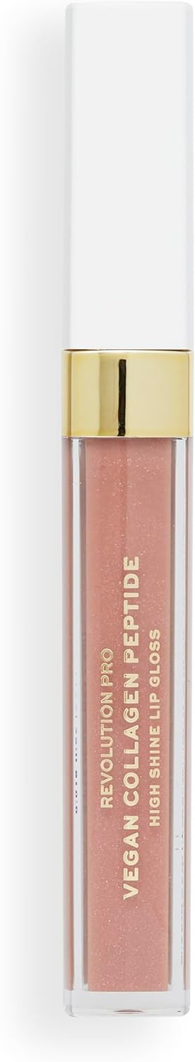 Revolution Pro Vegan Collagen Peptide High Shine Lip Gloss, Nourish, Plump & Hydrate Lips With Hyaluronic Acid & Vitamin E, Cashmere