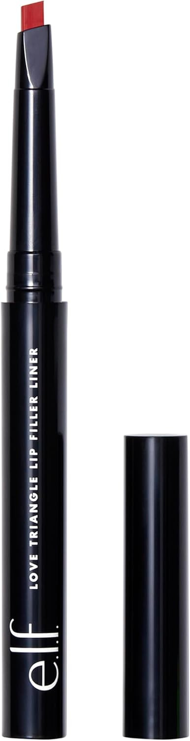e.l.f. Love Triangle Lip Filler Liner, 2-in-1 Lip Liner Pencil For Sculpting & Filling, Long-Lasting Intense Colour, Red