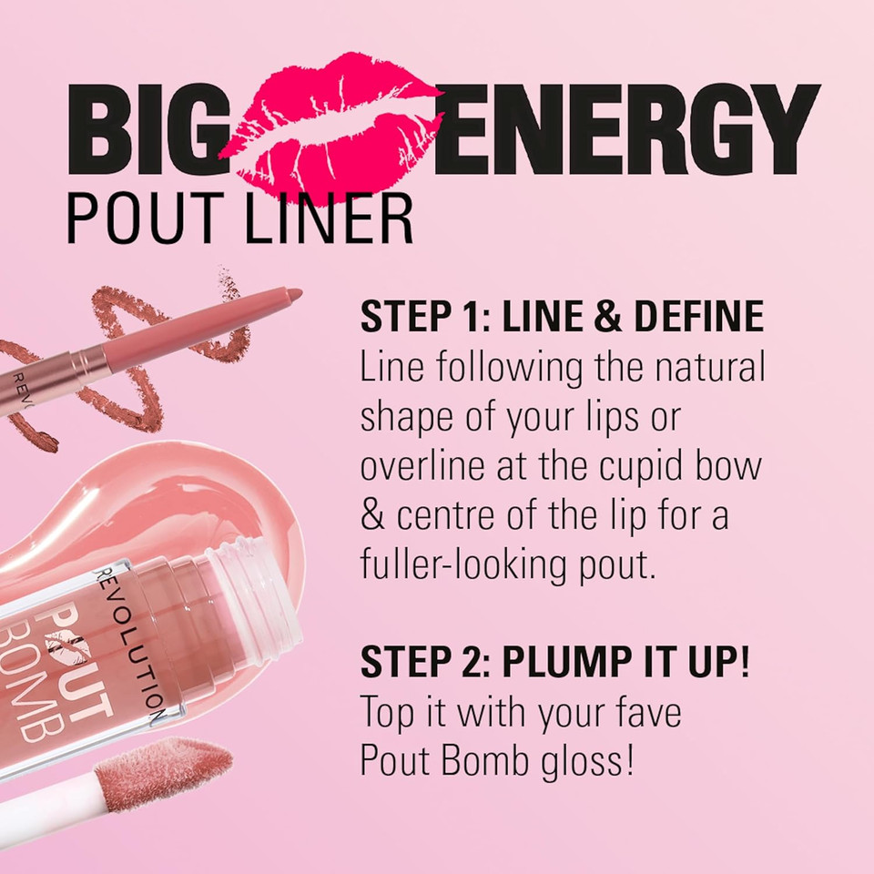 Revolution Beauty, Pout Bomb Plumping Lip Liner, Long Lasting Lip Shaper with Hyaluronic Acid & Vitamin E, Vegan & Cruelty-Free, Warm Peach Orange
