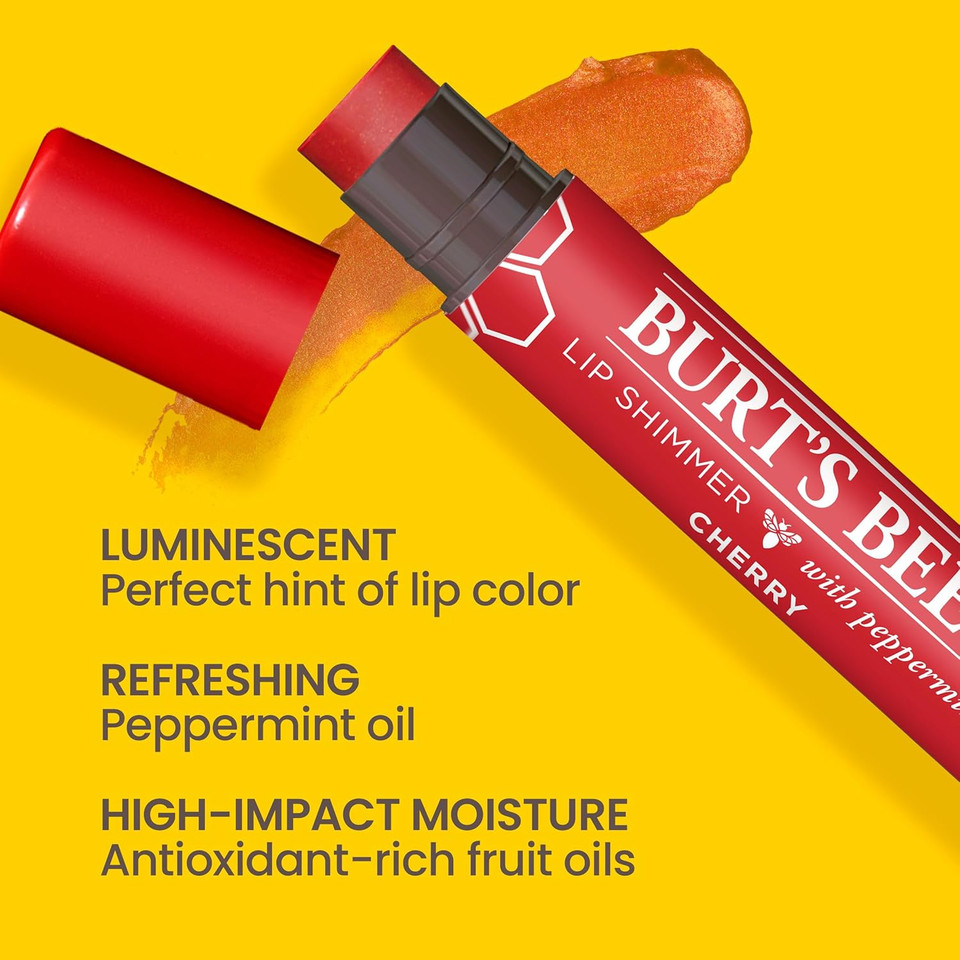 Burt's Bees 100% Natural Moisturising Lip Shimmer, Cherry - 1 Tube 1 Count (Pack of 1)