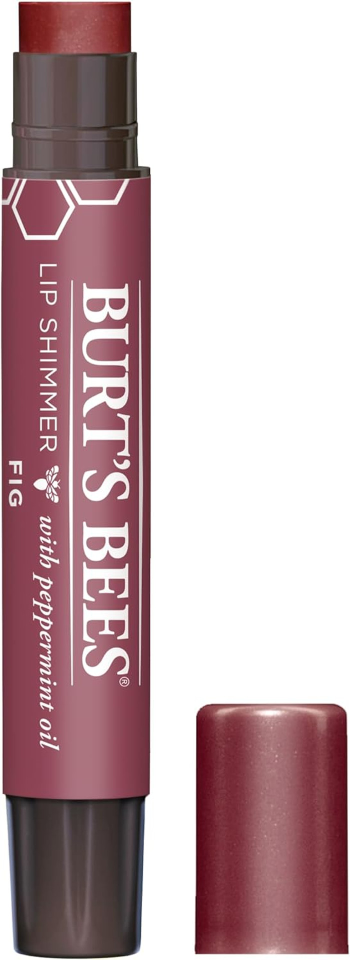 Burt's Bees Lip Shimmer Fig, Moisturising Lip Shimmer with Peppermint Oil, 100% Natural Origin, 2.55g