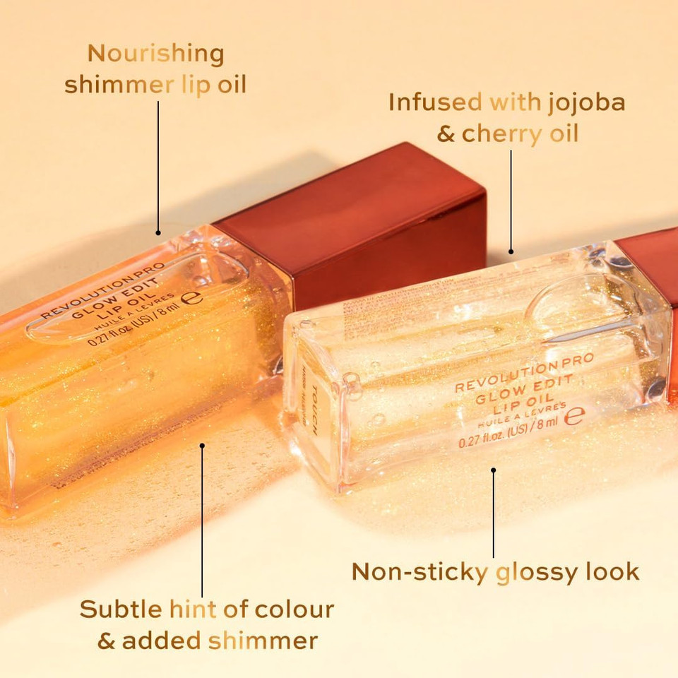 Revolution Pro, Glow Edit Shimmer Lip Oil, Non-Sticky & Hydrating Formula, Contains Vitamin E, Glossy Finish, Forever Orange, 8ml Revolution Pro, Glow Edit Shimmer Lip Oil, Non-Sticky & Hydrating Formula, Contains Vitamin E, Glossy Finish, Forever Orange, 8ml