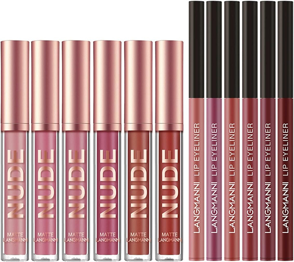 Beauty Searcher 12 pieces lipstick make-up set, 6 pieces velvety, matte, liquid lipsticks + 6 pieces lip liner pencil, waterproof, durable professional lip gloss kit lip make-up gift set Beauty Searcher 12 pieces lipstick make-up set, 6 pieces velvety, matte, liquid lipsticks + 6 pieces lip liner pencil, waterproof, durable professional lip gloss kit lip make-up gift set