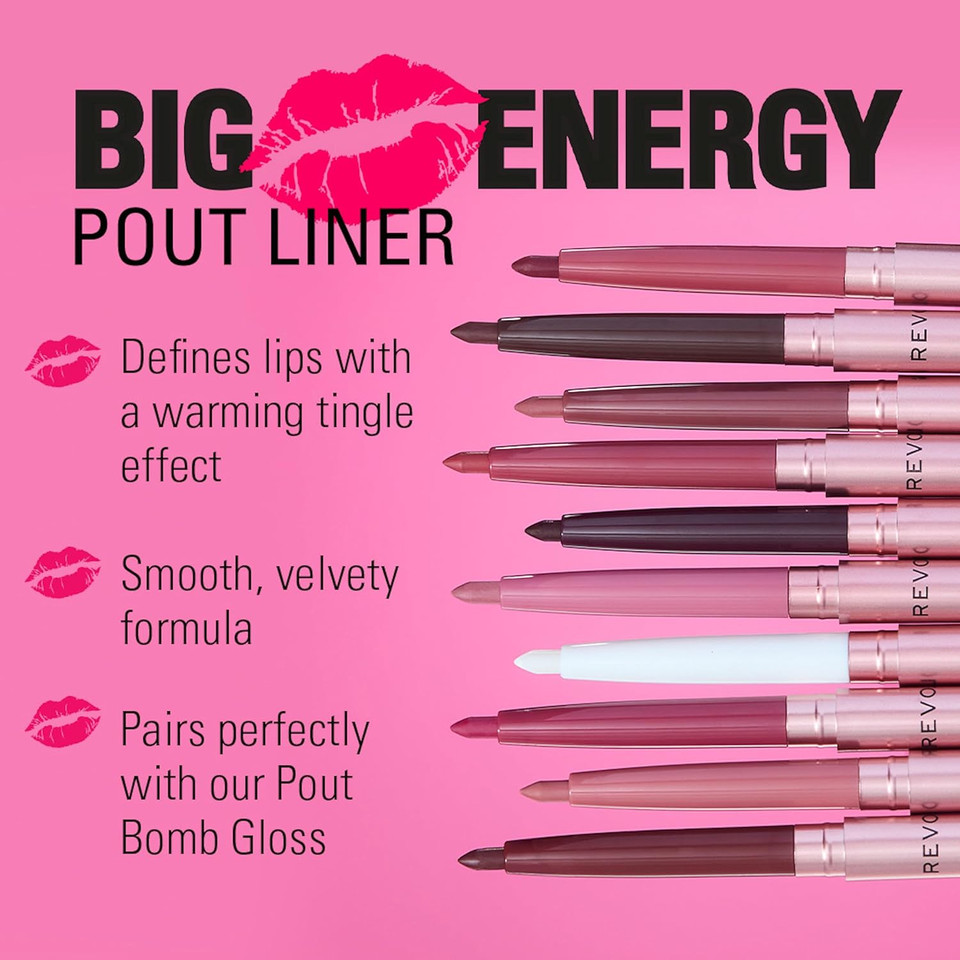 Revolution Beauty, Pout Bomb Plumping Lip Liner, Long Lasting Lip Shaper with Hyaluronic Acid & Vitamin E, Vegan & Cruelty-Free, Warm Brown