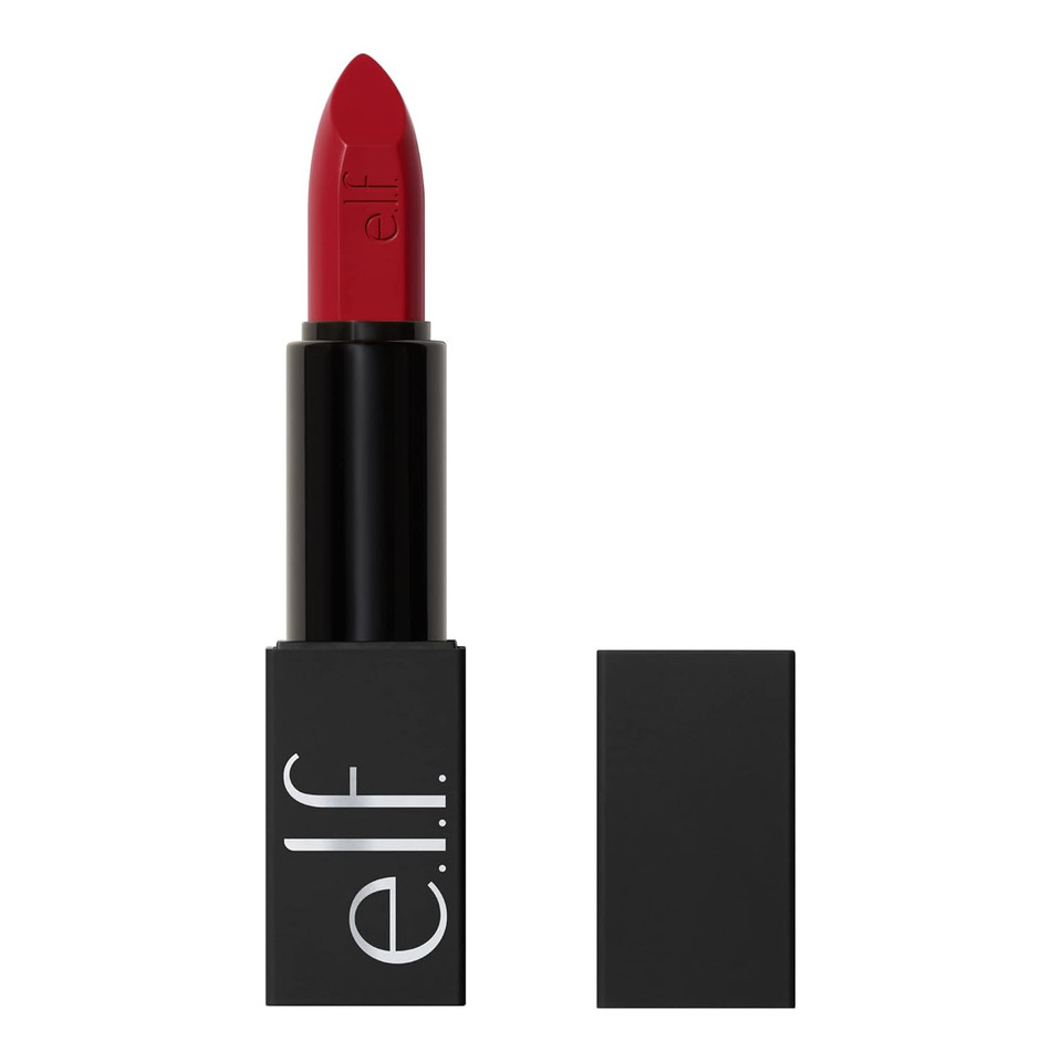 E.L.F. O Face Satin Lipstick, Richly Pigmented, Nourishing & Long-Lasting Creamy Lipstick, Infused With Jojoba, Vegan & Cruelty-Free, Hustle