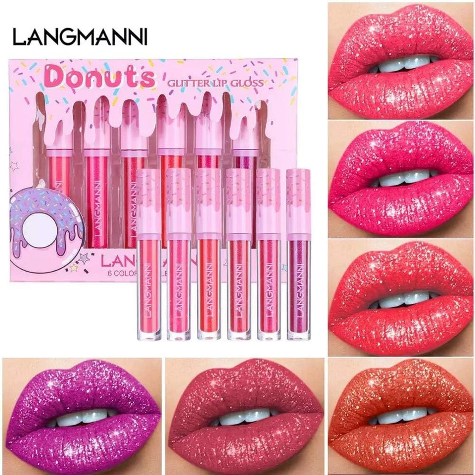 6PCS/Set Donut Glitter Lip Gloss Shiny Diamond Liquid Lipstick High Coloring Metallic Waterproof Moisturizing Brighten Lip Color Lip Stains Tints Cosmetic Makeup Product 6PCS/Set Donut Glitter Lip Gloss Shiny Diamond Liquid Lipstick High Coloring Metallic Waterproof Moisturizing Brighten Lip Color Lip Stains Tints Cosmetic Makeup Product