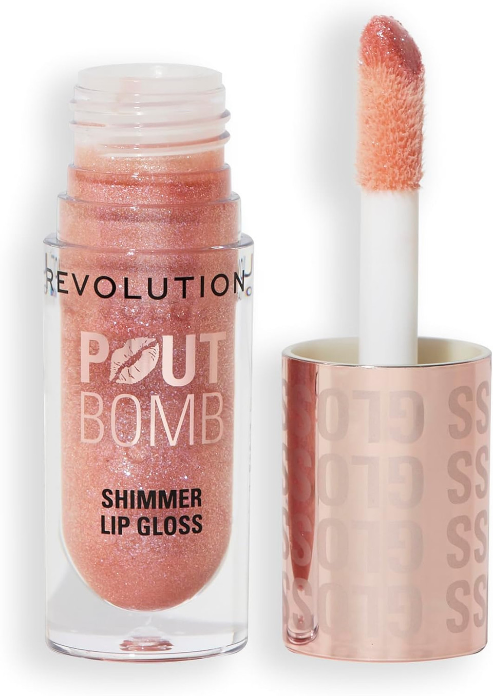 Revolution, Pout Bomb Shimmer Gloss, High-Shine Lip Gloss & Shimmer for Glossy Lips with Hyaluronic Acid & Sweet Vanilla Scent, Glimmer Nude, 4.5ml Revolution, Pout Bomb Shimmer Gloss, High-Shine Lip Gloss & Shimmer for Glossy Lips with Hyaluronic Acid & Sweet Vanilla Scent, Glimmer Nude, 4.5ml