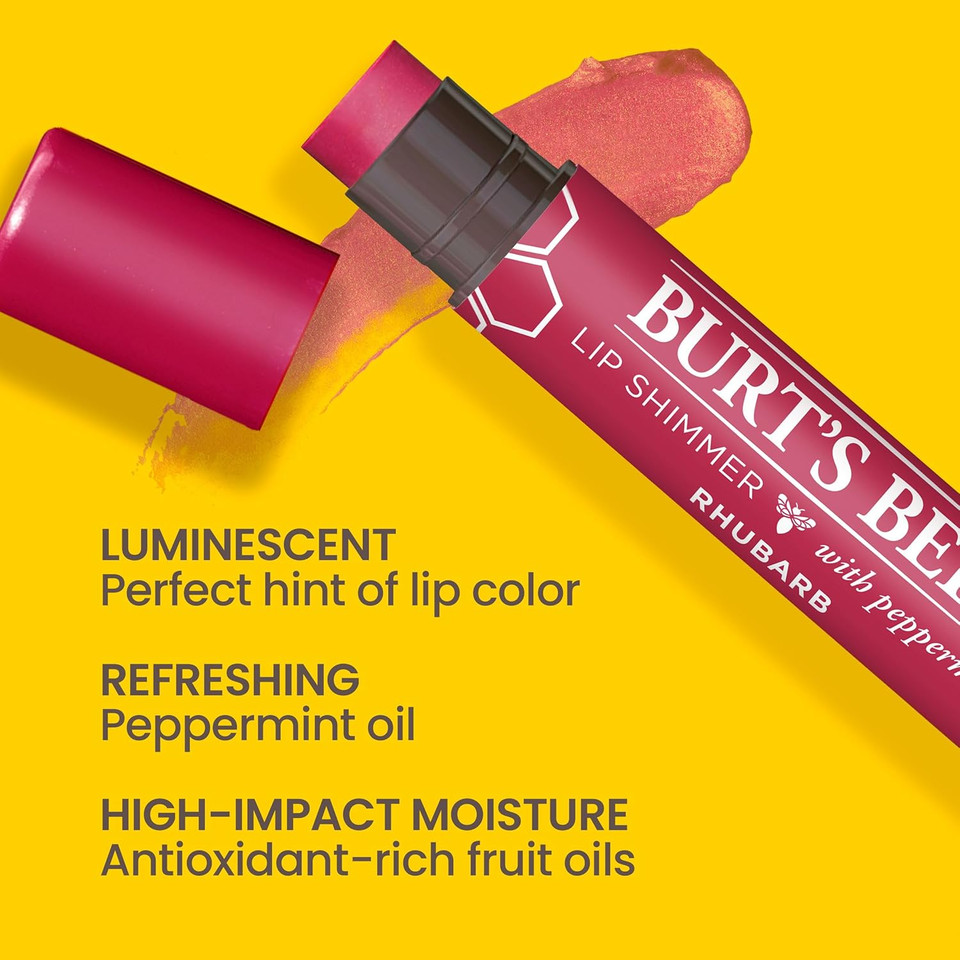 Burt's Bees Gift Set, 3 Lip Shimmers in Peony, Rhubarb and Fig Shades, Kissable Colour, 3x2.6g Burt's Bees Gift Set, 3 Lip Shimmers in Peony, Rhubarb and Fig Shades, Kissable Colour, 3x2.6g