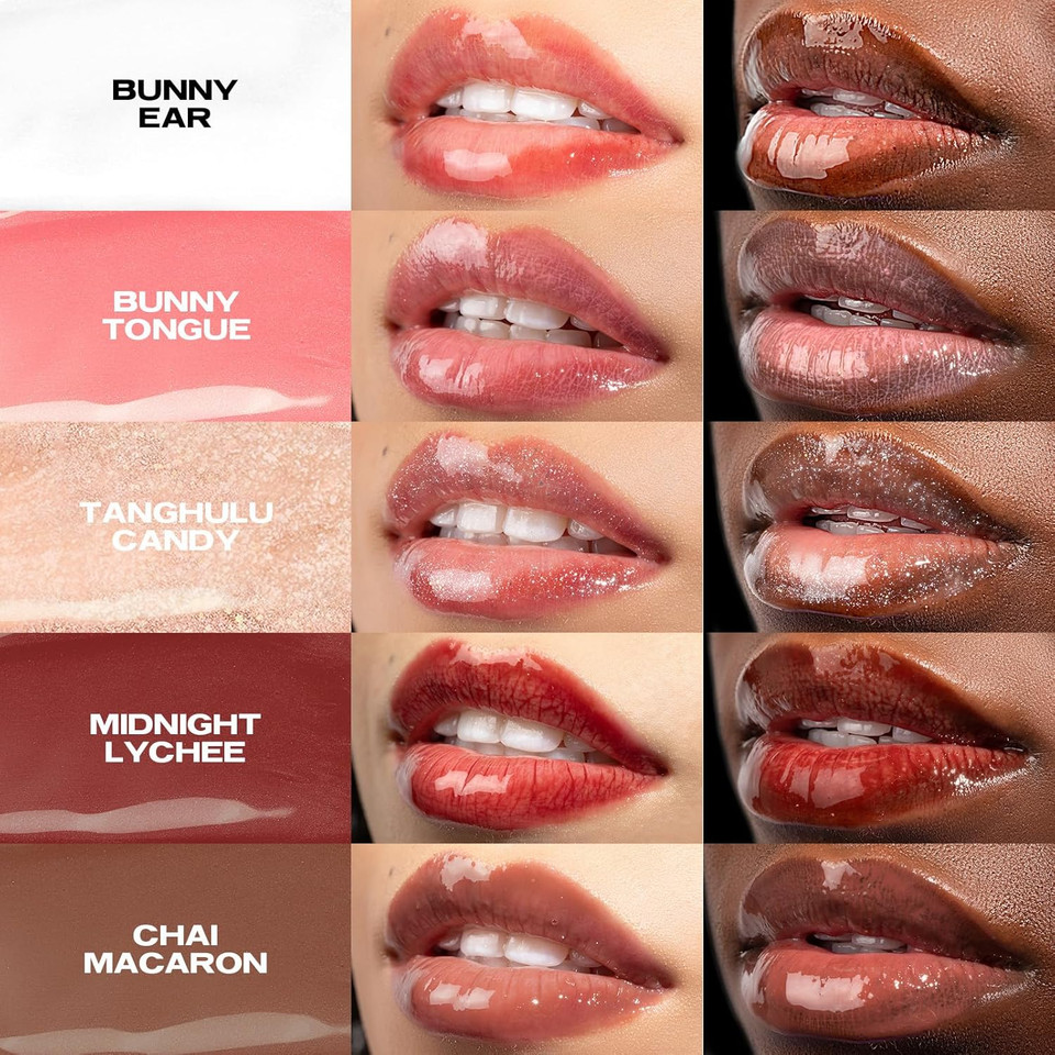 Sacheu Lip Glaze Elixir. Nourishing and Moisturizing Lip Gloss for Women. Hydrating and Plumping Lip Gloss Enriched with Collagen. Smooth High-Shine Finish. Vegan & Cruelty-Free, Bunny Tongue (Pink)