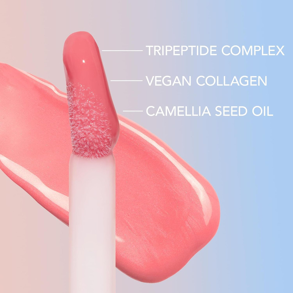 Sacheu Lip Glaze Elixir. Nourishing and Moisturizing Lip Gloss for Women. Hydrating and Plumping Lip Gloss Enriched with Collagen. Smooth High-Shine Finish. Vegan & Cruelty-Free, Bunny Tongue (Pink)