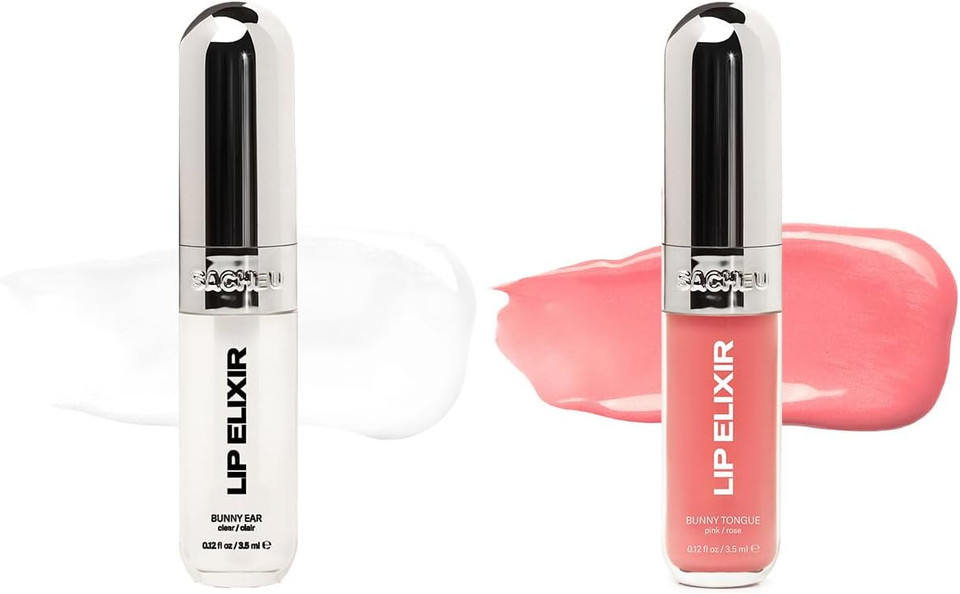 Sacheu Lip Glaze Elixir. Nourishing and Moisturizing Lip Gloss for Women. Hydrating and Plumping Lip Gloss Enriched with Collagen. Smooth High-Shine Finish. Vegan & Cruelty-Free, Clear and Sheer Pink