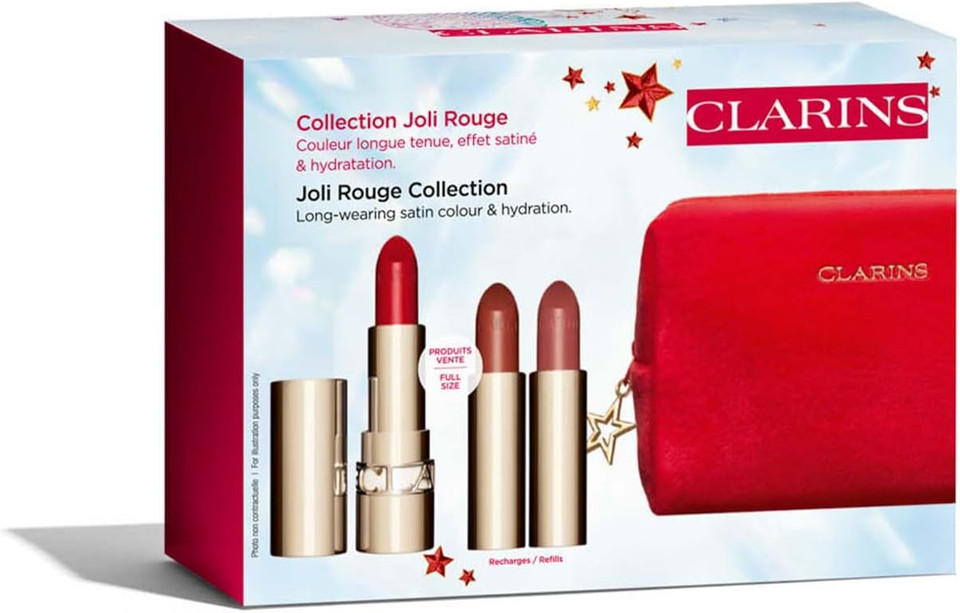 Clarins Gift Set | Joli Rouge Collection | Worth £73 | Includs 3 x Full Size Joli Rouge Lipstick Refills