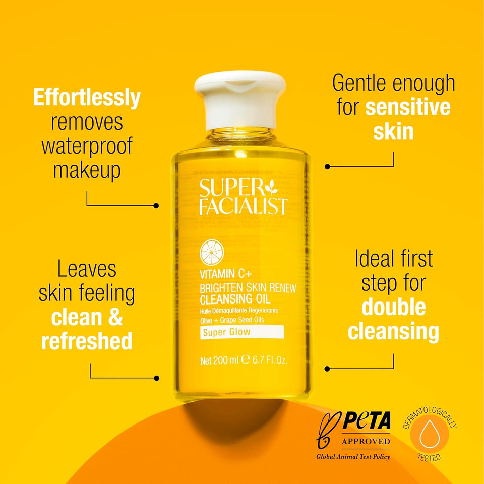 Super Facialist Face Cleansing Oil  Facial Wash & Waterproof Makeup Remover with Vitamin C, Gentle Cleanser Oil for Women, Suitable for All Skin Types 200ml