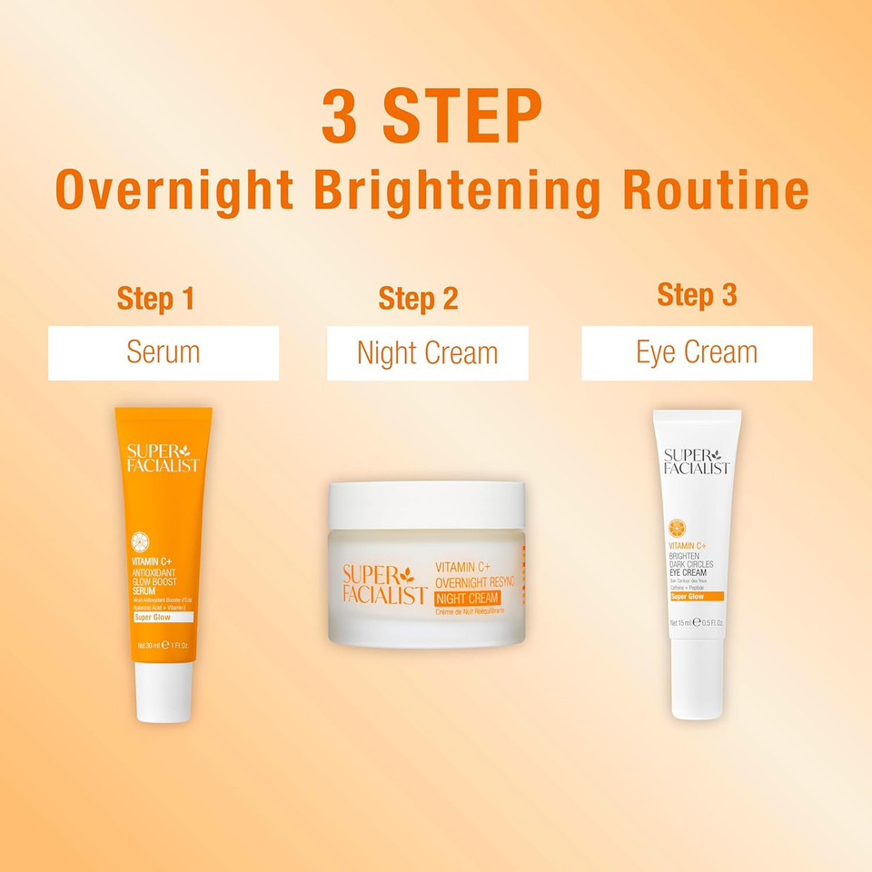 Super Facialist - Vitamin C + Brighten Dark Circle Eye Cream, Revive & Brighten The Under Eye Area, Boosted with Caffeine & Light Diffusers, Fragrance Free, 15ml