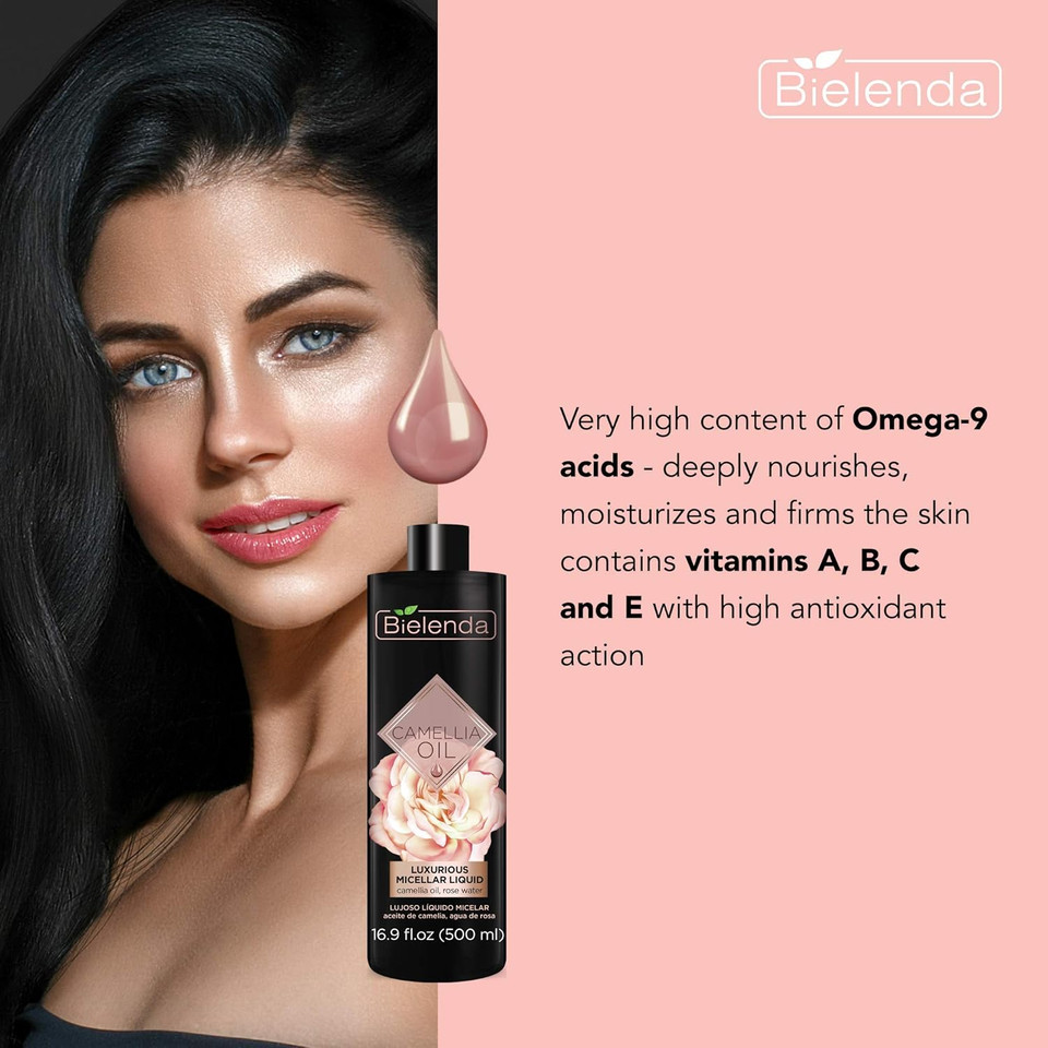 Bielenda Camellia Oil - Thoroughly Cleanses And Refreshes The Epidermis, Effectively Removes Makeup And Other Impurities - Camellia Oil Luxurious Micellar Liquid - 500 ml