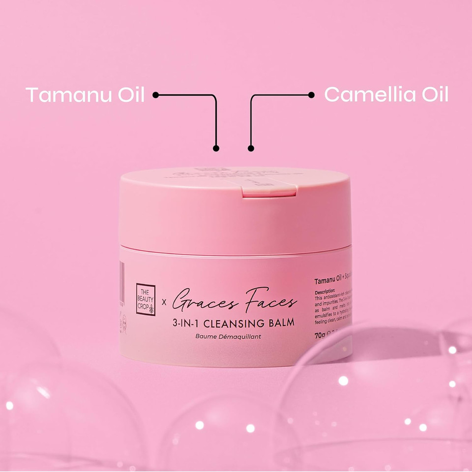 The Beauty Crop Graces Faces Refillable Cleansing Balm - Nourishing & Hydrating, All Night Hydration, Suitable For All Skin Types, Vegan Friendly - 100 ml