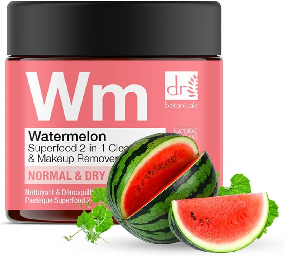 Dr Botanicals Natural Superfood 2 in 1 Cleanser & Makeup Remover with Watermelon Seed Oil, Omega Acids for Dry, Oily Skin. Reduce Sebum, Removes impurities, Recharges Face for a Glowing Look
