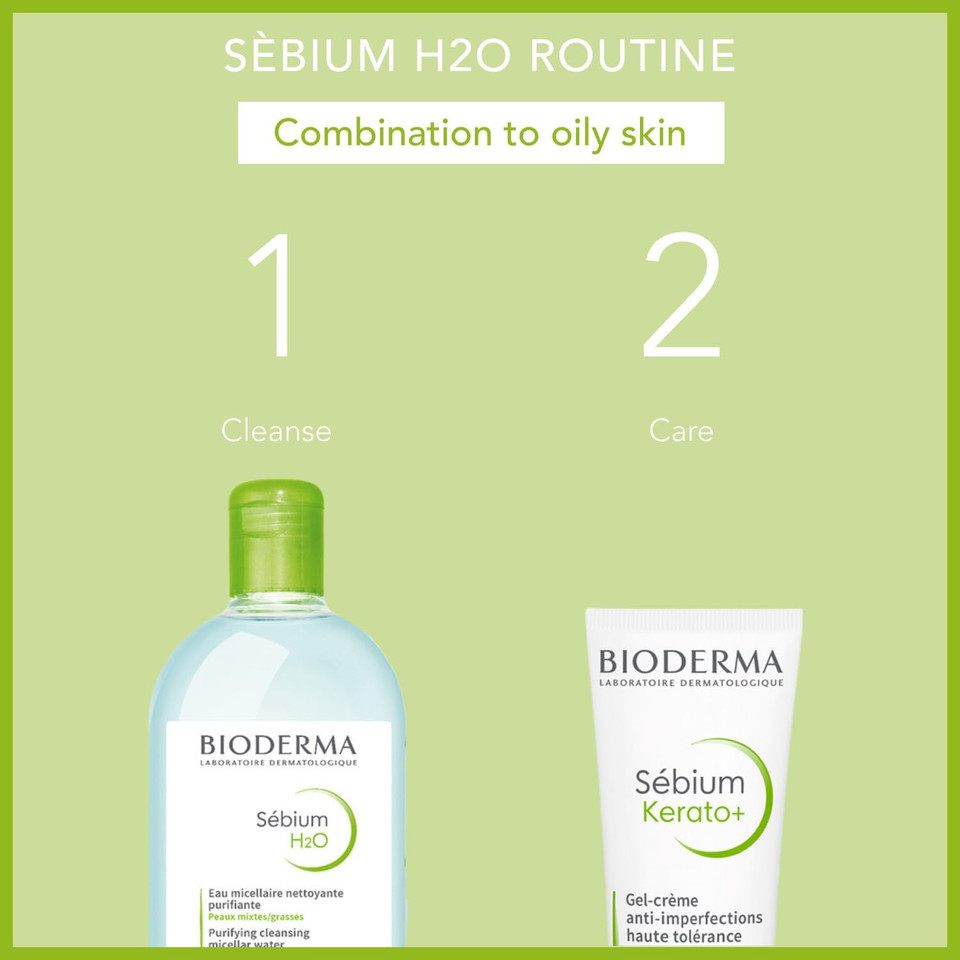 Bioderma Sébium H2O Micellar Water - Purifying Cleanser to Remove Make Up, Impurities & Pollution for Acne Prone, Oily & Combination Skin - Prevent Blemishes, 500ml