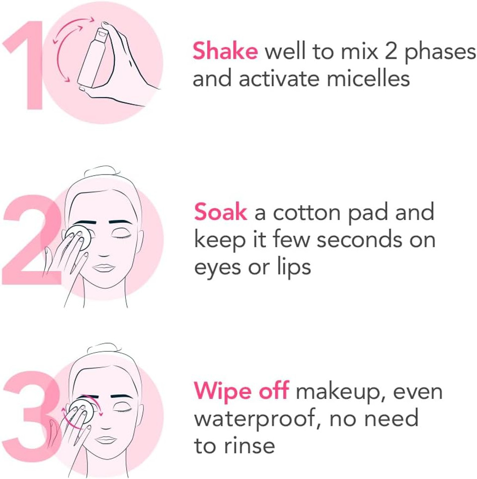 Bioderma Sensibio H2O Eye - Sensitive Skin Waterproof Makeup Remover for Eyes & Lips, Biphase Formula Micellar Water to Soothe, Moisturise & Repair Skin, 125ML