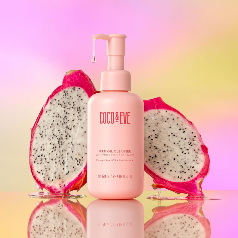 Coco & Eve Seed Oil Cleanser. Gentle Makeup Remover, Cleansing Oil to Dissolve SPF, Impurities. With Papaya Seed Oil, Dragon Fruit, Antioxidants, Vitamin E for Nourished, Radiant, Glowy Skin (120ml)