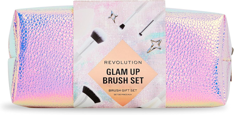Revolution Beauty Glam Up Brush Gift Set, 7-Piece Eye, Face & Cheek Makeup Brush Collection With Makeup Bag, Vegan & Cruelty-Free Revolution Beauty Glam Up Brush Gift Set, 7-Piece Eye, Face & Cheek Makeup Brush Collection With Makeup Bag, Vegan & Cruelty-Free