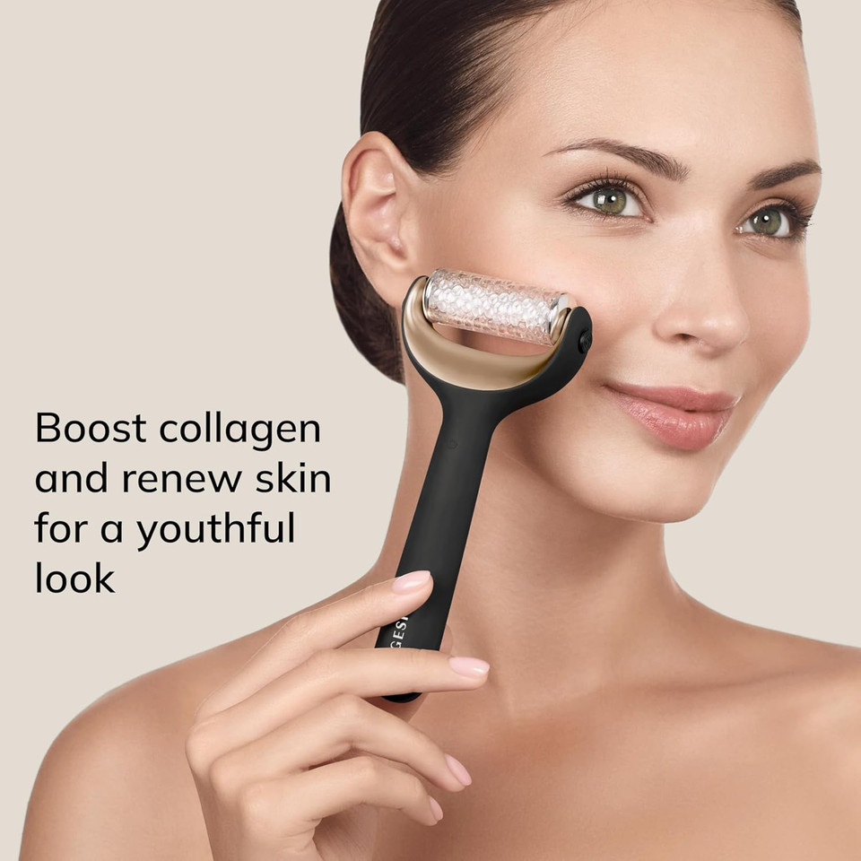 GESKE SmartAppGuided MicroNeedle Face & Body Roller | 8 in 1 | Derma Roller | Electric roller | Microneedling device | Needle roller | Beauty roller for face and body
