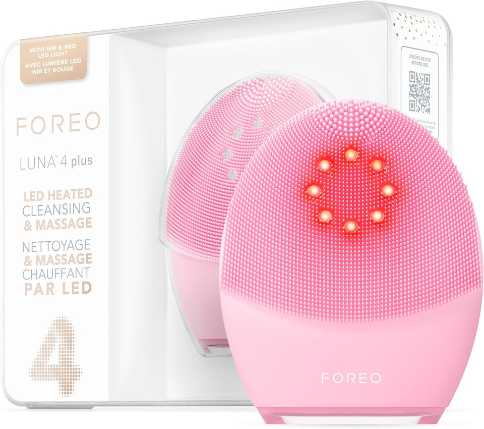 FOREO LUNA 4 plus Facial Cleansing Brush - NIR + LED Red LED Mask - Deep Cleansing & Firming Silicone Brush - Antiaging Face Massager - Microcurrent Face Sculptor - Face Care Sensitive skin