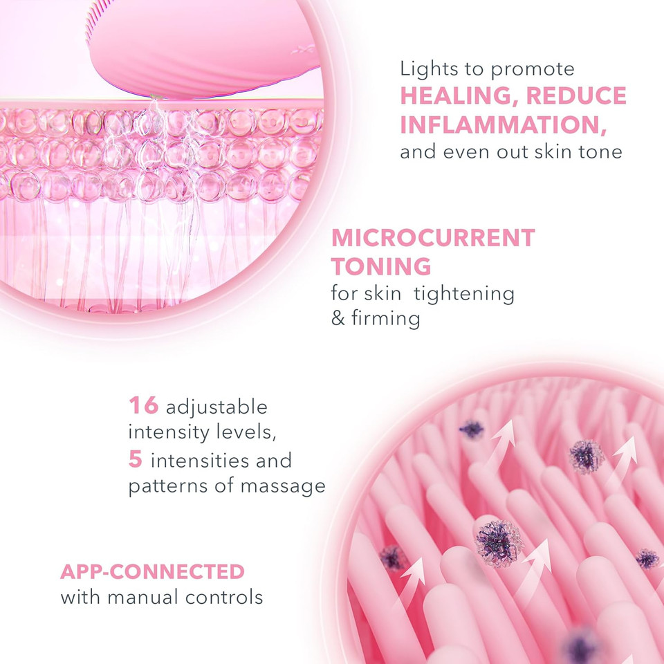 FOREO LUNA 4 plus Facial Cleansing Brush - NIR + LED Red LED Mask - Deep Cleansing & Firming Silicone Brush - Antiaging Face Massager - Microcurrent Face Sculptor - Face Care Sensitive skin