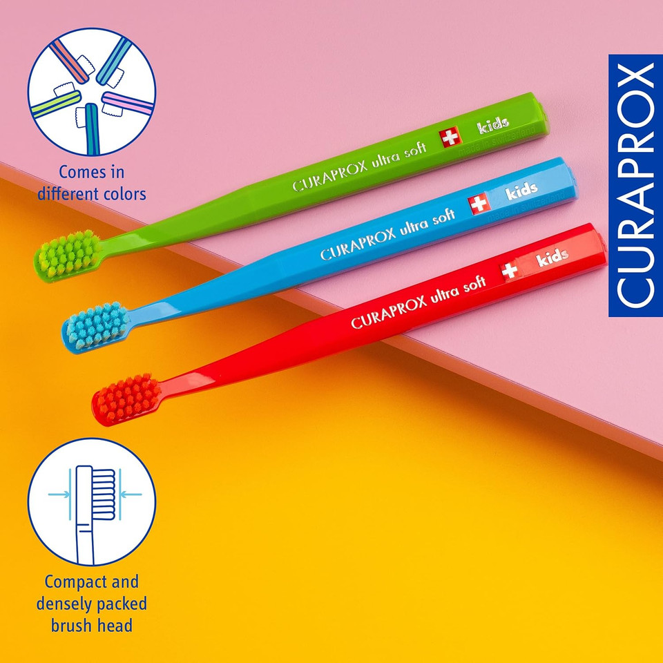 Curaprox CS Kids Manual Toothbrush with Ultra Soft 5500 Bristles and Small Brush Head Blue