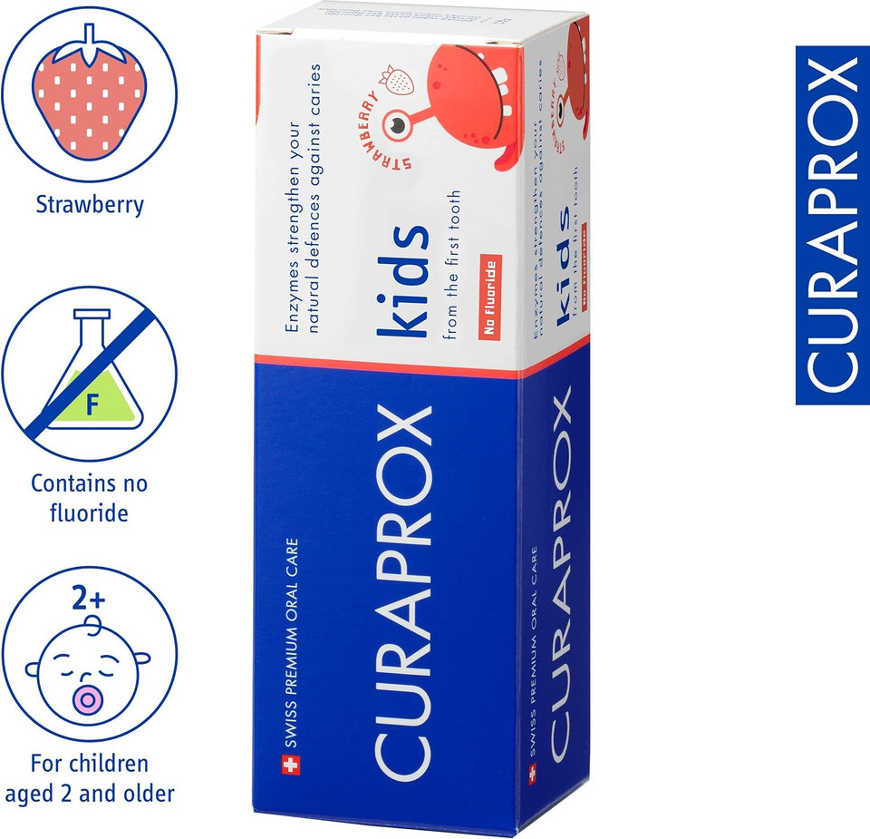 Curaprox Children's Strawberry Toothpaste - Zero Fluoride, SLS & Microplastic Free for Kids 2+ Years, 60ml
