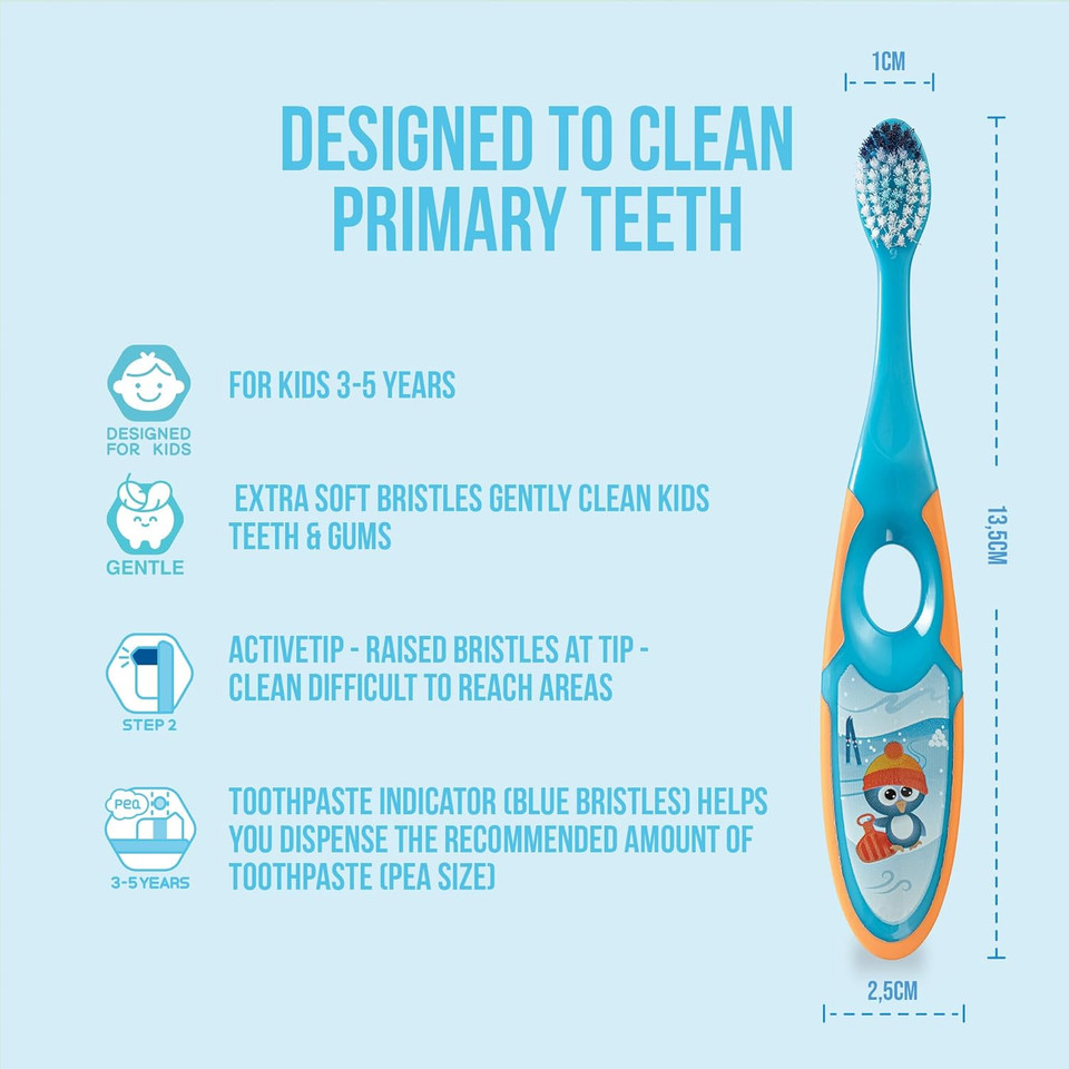 Jordan® | Step 2 Toothbrush for Children | Toothbrush for Ages 3 to 5 Years | Soft Bristles, Double Ergonomic Handle and BPA Free | Colour Blue and Green | Pack of 4 Jordan® | Step 2 Toothbrush for Children | Toothbrush for Ages 3 to 5 Years | Soft Bristles, Double Ergonomic Handle and BPA Free | Colour Blue and Green | Pack of 4