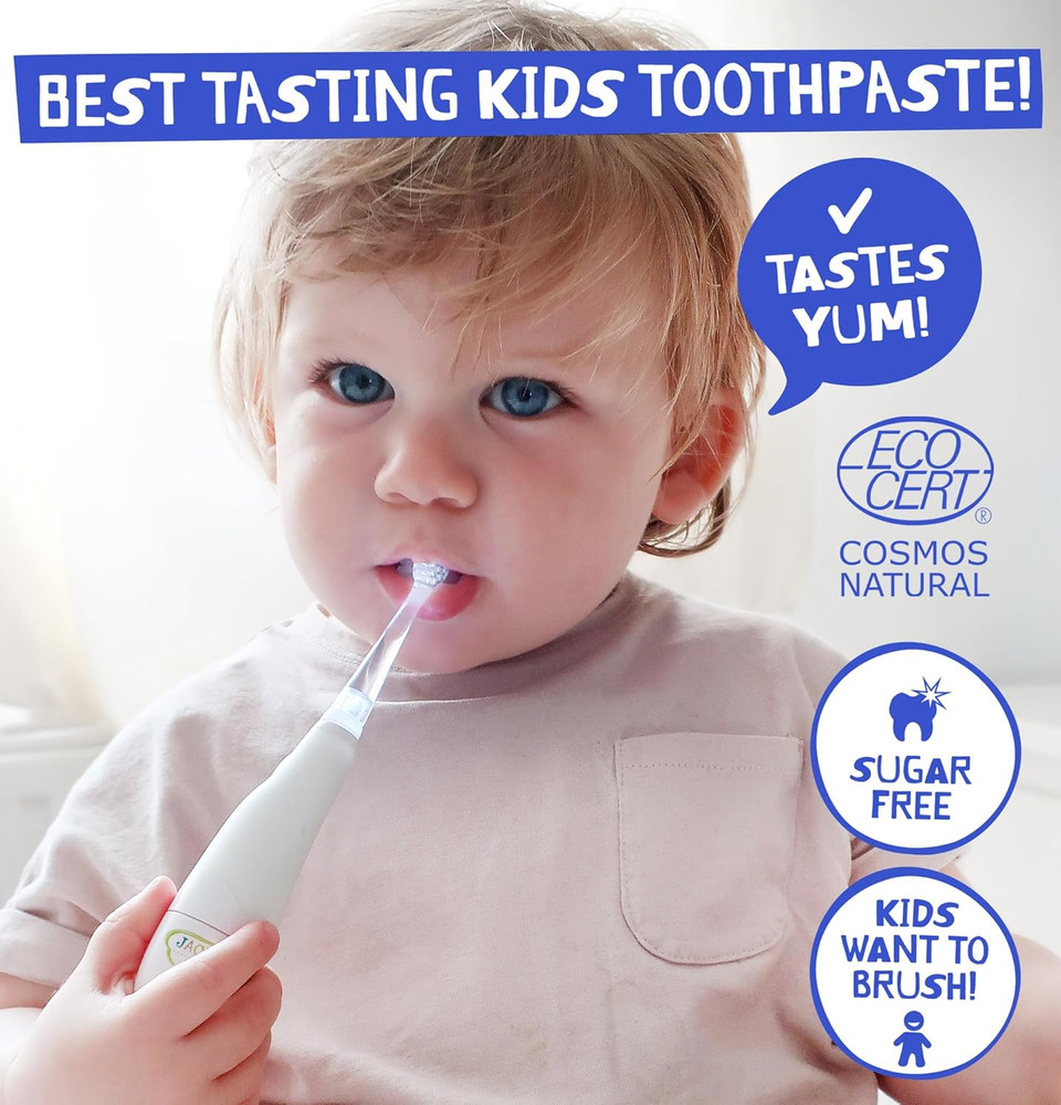 Jack N' Jill Natural Certified Toothpaste - Baby & Toddler Toothpaste, Fluoride-Free, 40% Xylitol, Sugar-Free, Safe for 6 Months and Up, Makes Tooth Brushing Fun, Organic Banana Flavour, 2 x 50g Jack N' Jill Natural Certified Toothpaste - Baby & Toddler Toothpaste, Fluoride-Free, 40% Xylitol, Sugar-Free, Safe for 6 Months and Up, Makes Tooth Brushing Fun, Organic Banana Flavour, 2 x 50g